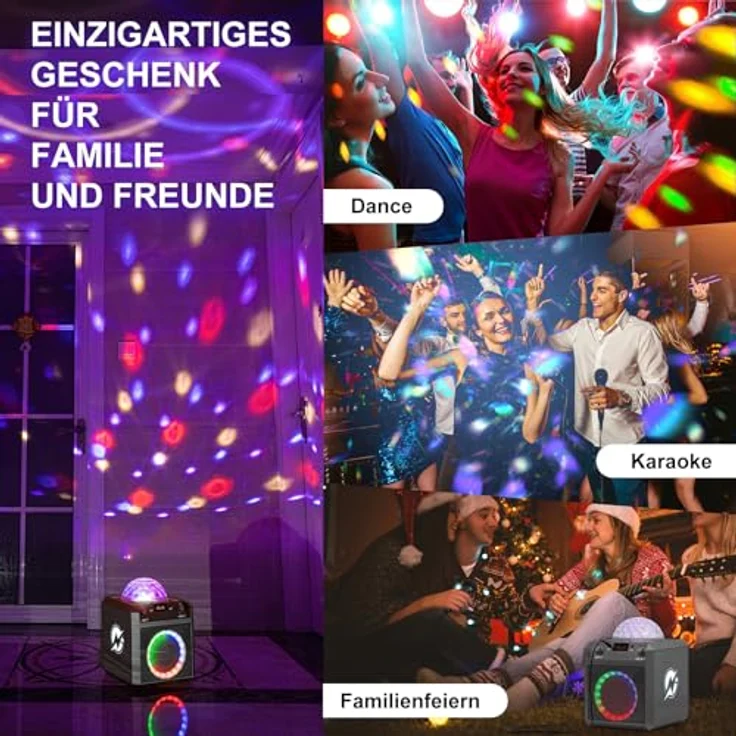 N-Gear Block Party 602 XL, Bluetooth-Lautsprecher mit Karaoke-Funktion und 2 Mikrofonen, Space Grey – Bild 6