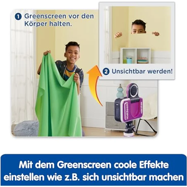Vtech KidiZoom Video Studio HD lila, HD-Foto- und Videokamera mit Greenscreen und Selfie-Funktion – Bild 3