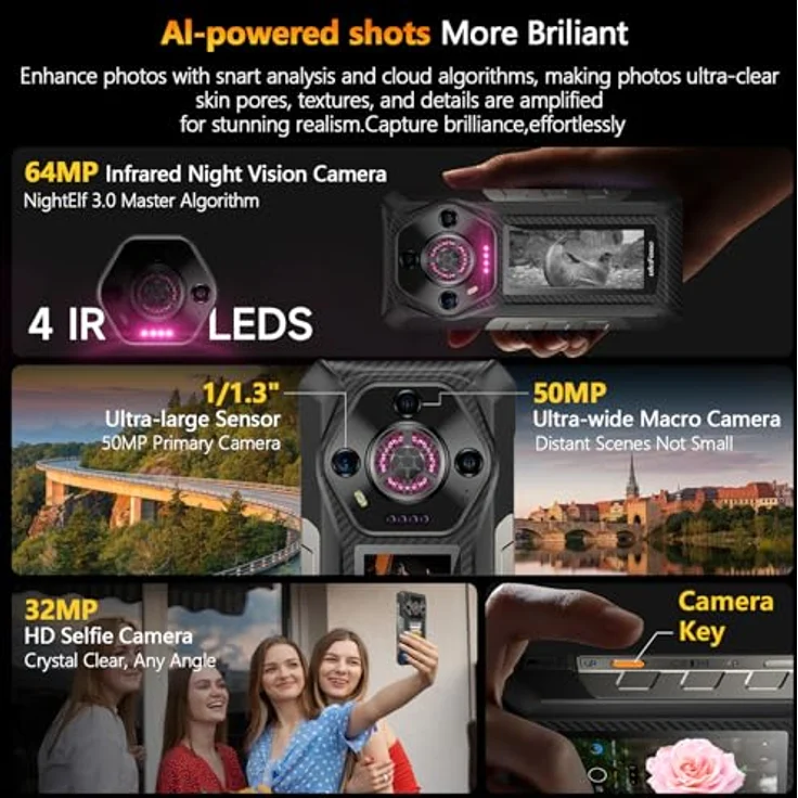 Ulefone Armor 30 Pro, 5G Outdoor Handy mit Dual-Screen, 32GB+512GB/2TB, 6,95" FHD+ 120Hz, 12800mAh, 50MP+64MP Nachtsichtkamera, Android 14, IP68/IP69K zertifiziert – Bild 5