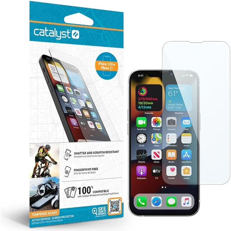 Catalyst Tempered Glass Screen Protector iPhone 13 Mini, Displayschutzfolie aus gehärtetem Glas mit oleophober Beschichtung, transparent
