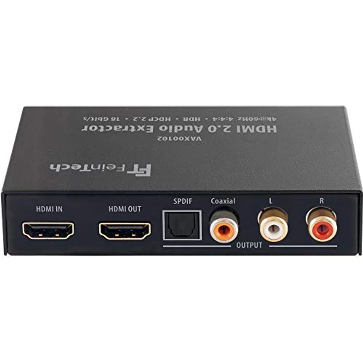 FeinTech VAX00102 HDMI 2.0 Audio Extractor mit ARC, 4K HDR, Schwarz, digitaler und analoger Audioausgabe – Bild 2