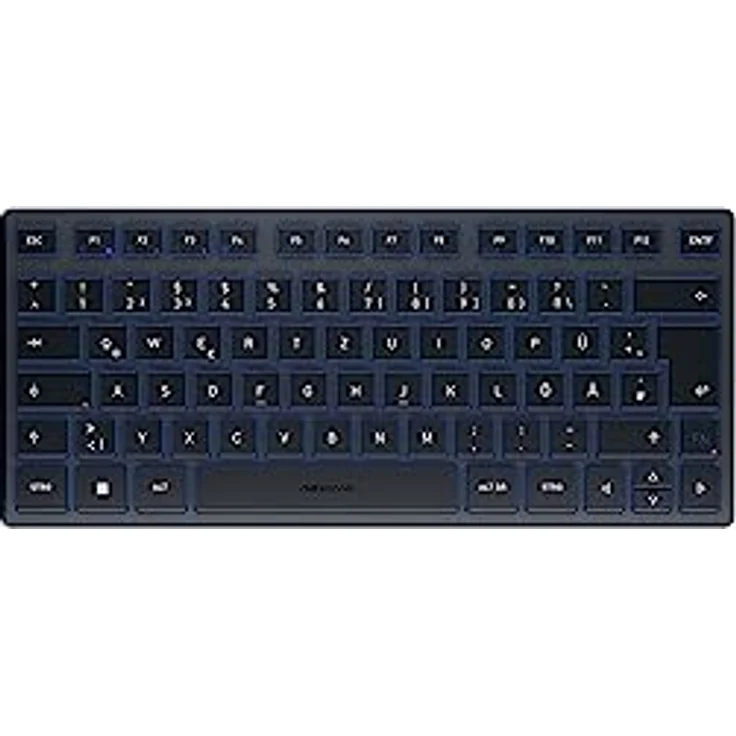 CHERRY KW 7100 Mini BT, Kompakte Multi-Device-Tastatur mit 3 Bluetooth®-Kanälen, Deutsches Layout (QWERTZ), Flaches Design, inkl. Transporttasche, Slate Blue – Bild 1