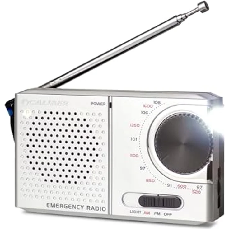 Caliber HPG311R Tragbarer UKW Radio, Batteriebetrieb, Teleskopantenne, AUX-In Chrom – Bild 2