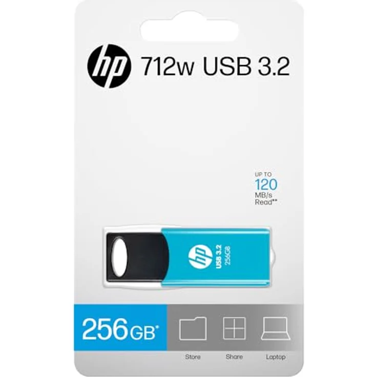 HP 712w USB 3.2 Gen 1 Flash Drive 256GB, blau, bis zu 120 MB/s Lesegeschwindigkeit, schiebbares Design – Bild 5