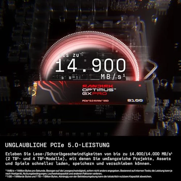 SanDisk Optimus GX PRO 8100, PCIe Gen 5 NVMe SSD, 2 TB, bis zu 14.900/14.000 MB/s, TLC 3D CBA NAND, bis zu 1.200 TBW – Bild 3