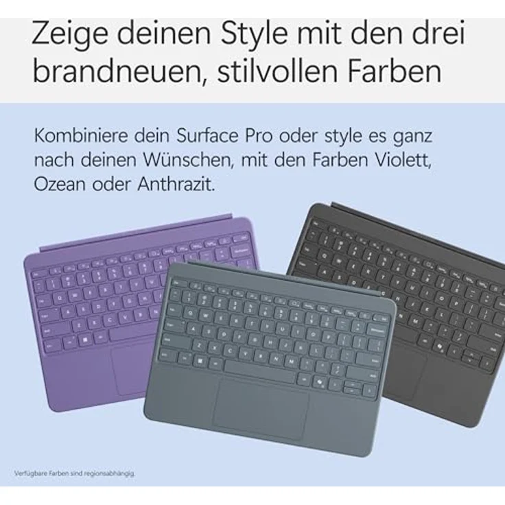 Microsoft Surface Pro 12" Keyboard mit Slim Pen, Tastatur mit Hintergrundbeleuchtung und dynamischem Scharnier, kompatibel mit Surface Pro (1. Edition), Ozean – Bild 4