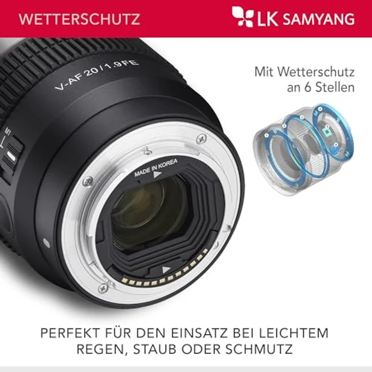 SAMYANG V-AF 20mm T1,9 FE für Sony E, Videoobjektiv, Auto Fokus Objektiv, Cine Lens 8K Unterstützung, Custom Switch und Button – Bild 4