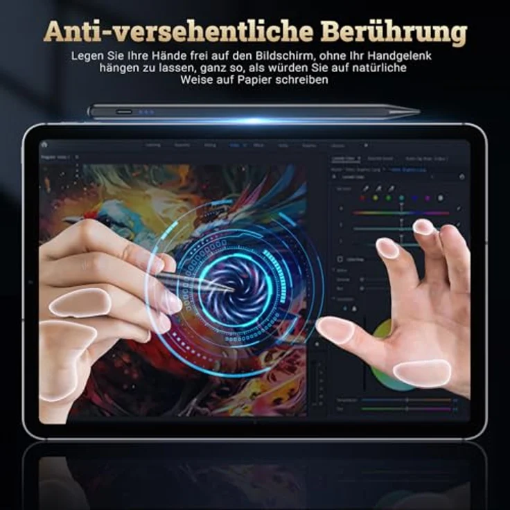BAZO Stift für iPad Pencil 2. Generation, Schnellladung in 15 Minuten, Palm Rejection, Neigungssensitivität, Stylus für Pro 13''/12,9''/11''/iPad 6-10.Gen/Mini 5/6.Gen/Air 3/4/5, Schwarz – Bild 4