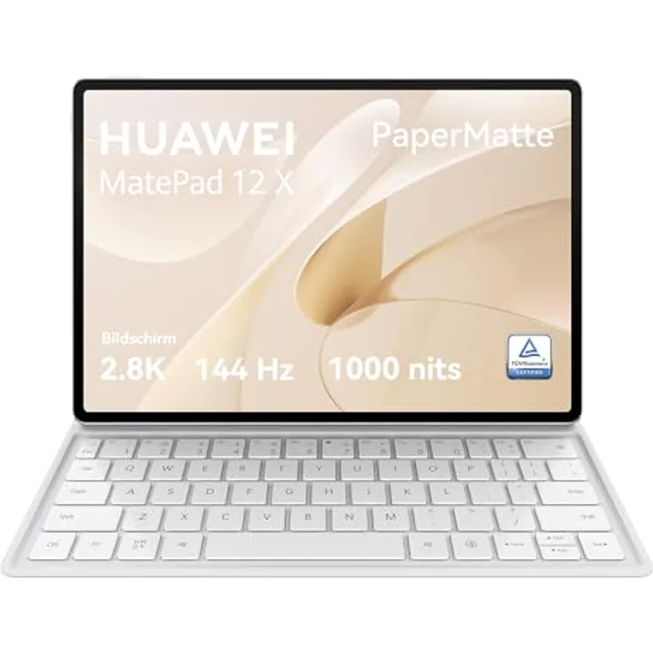 HUAWEI MatePad 12 X+Tastatur,PaperMatte Edition WiFi Tablet,12-Zoll 2.8K FullView Display,144 Hz hohe Bildwiederholfrequenz,1000 Nits,12GB+256GB,Keyboard,GoPaint,10.100 mAh starken Akkus,Weiß