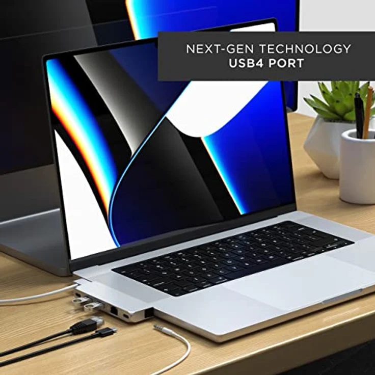 SATECHI USB-C Hub Multiport Adapter Pro Hub Mini – USB4, USB-A Daten, USB-C Daten, Gigabit Ethernet und Audioanschluss – Für M2/M1 MacBook Pro/Air (Silber) – Bild 4