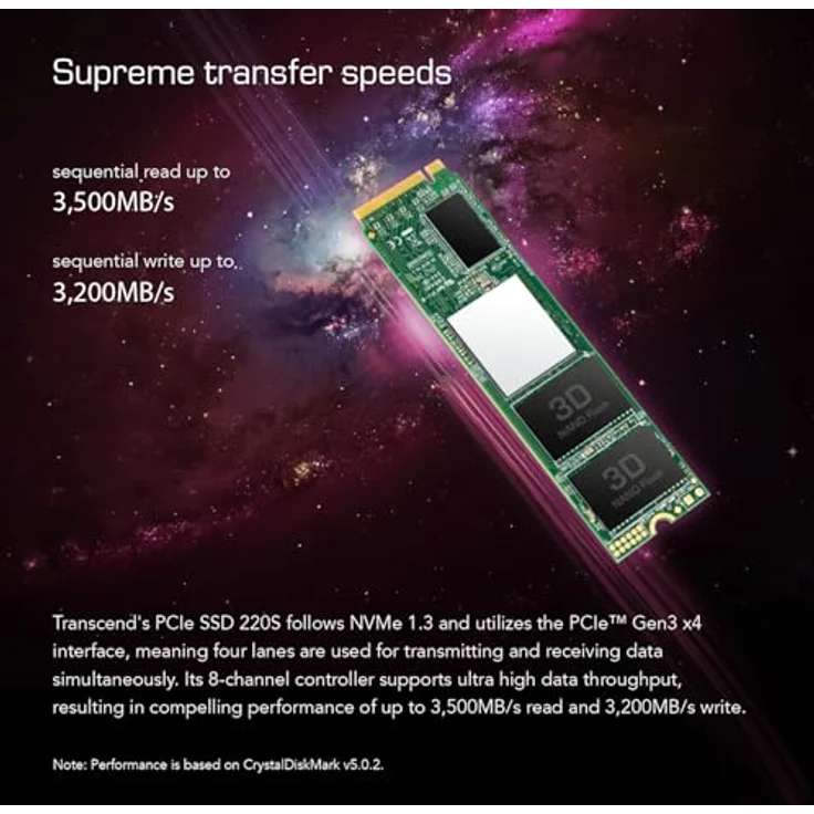 Transcend TS2TMTE220S 2TB M.2 Ultra-Highspeed SSD für High-End-Anwendungen (Gaming, digitale Audio- und Videoproduktionen etc.), schnelle Übertragung bis zu 3.500-2.700 MB-s, PCIe Gen3 x4, 2280 – Bild 4