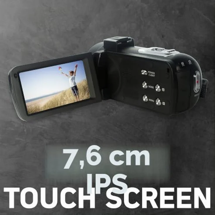 AgfaPhoto Realimove CC2700 Camcorder, 2,7K Ultra HD, 3" IPS-Touchscreen, 18-facher Digitalzoom, LED-Licht, Fernbedienung, Schwarz – Bild 2
