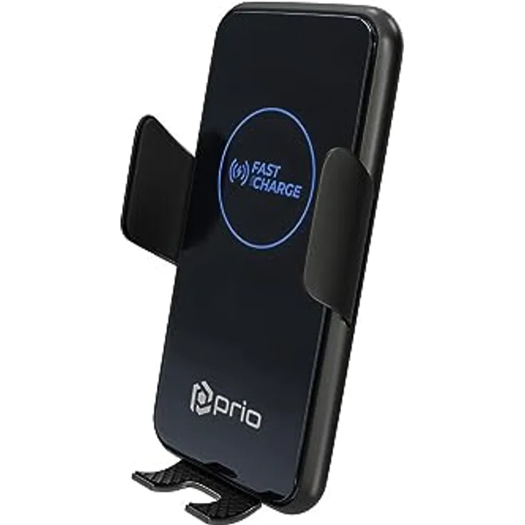 Prio 15W (USB C) Kfz-Schnellladegerät mit Halterung in Aluminium & Glas, ultraschnelles kabelloses Laden für iPhone 15/14/13/12/11/X, Samsung S24/S23/S22/S21 & mehr