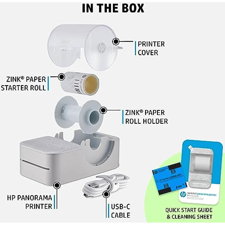 HP Sprocket Panorama Instant- Tragbarer Farbetiketten- und Fotodrucker (Grau) - Personalisieren Sie Drucke im Format 2 x 0,5 bis 9 Zoll auf Papier mit Selbstklebender Zinkrückseite – Bild 2