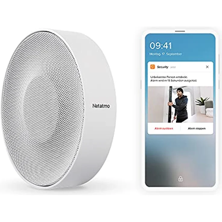 Netatmo Smarte Innen-Alarmsirene, drahtlos, WLAN, 110 dB, automatische Aktivierung-Deaktivierung, kein Abo, Batterie- oder Netzbetrieb, NIS01-DE – Bild 2