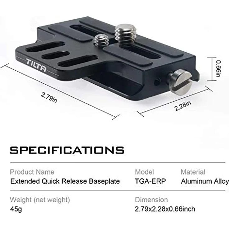 Tilta Erweiterte Schnellwechsel-Basisplatte TGA-ERP, Kamera-Zubehör aus Hochleistungs-Aluminiumlegierung für DJI RS2 und RSC2, inklusive Gummipolster und Schrauben zur sicheren Kamerahaltung – Bild 3