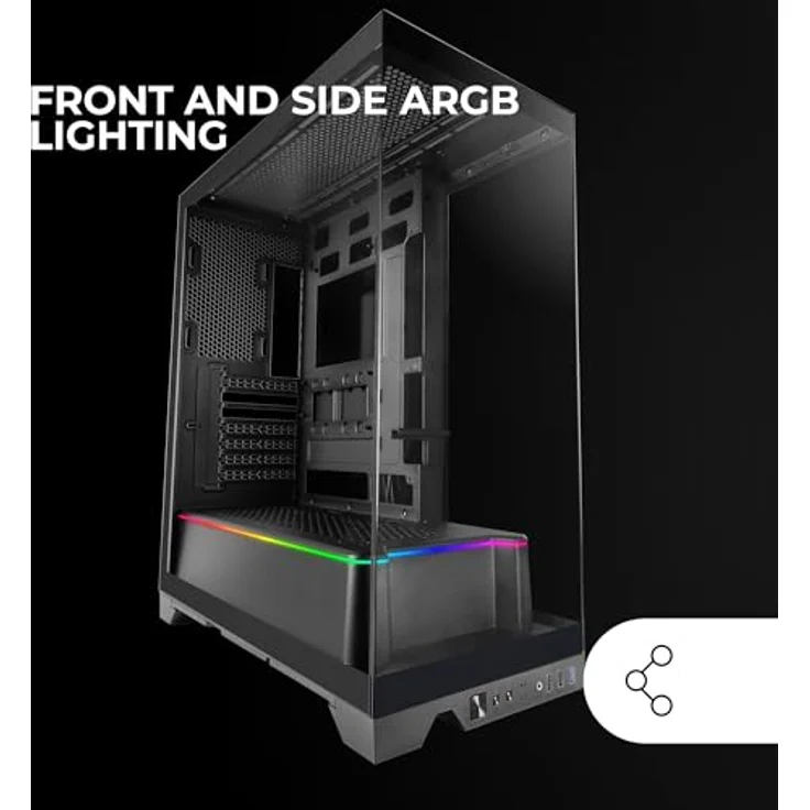 Mars Gaming Mc-Prisma PC-Tower-Gehäuse, Midi Tower, schwarz, mit gehärtetem Glas, RGB-Beleuchtung und Anti-Staubfilter – Bild 3