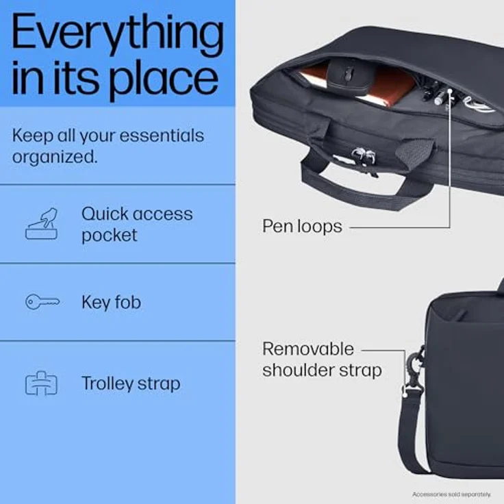 HP Notebook Tasche Everyday, 14 Zoll, grau, aus recycelten Materialien, strapazierfähig und geräumig – Bild 4