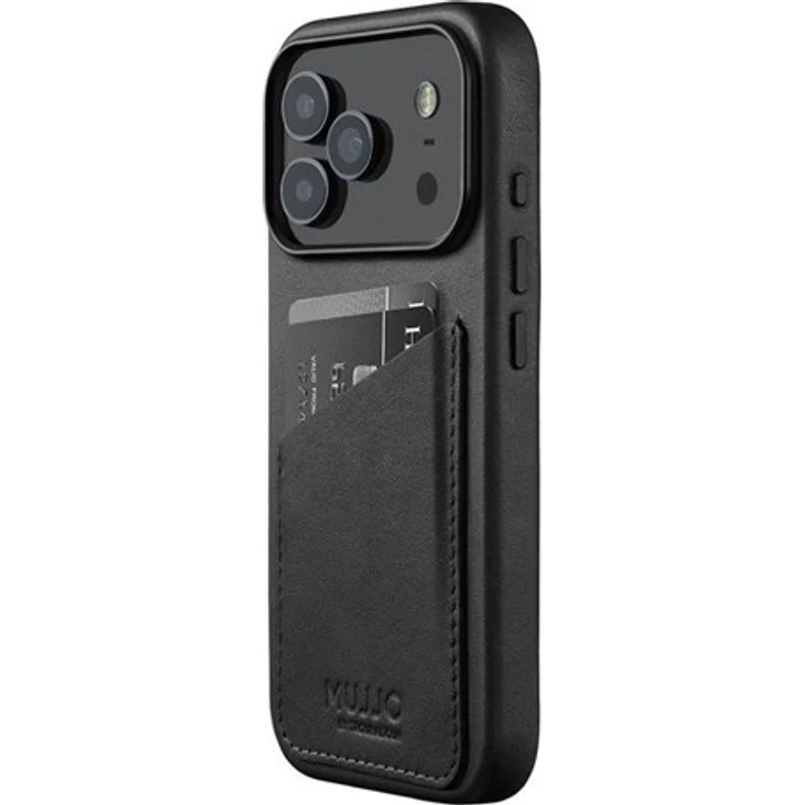 Mujjo Wallet Leather Case für iPhone 17 Pro - Velore-Leder, MagSafe-kompatibel, Kartenfach für 2-3 Karten, schwarz – Bild 7