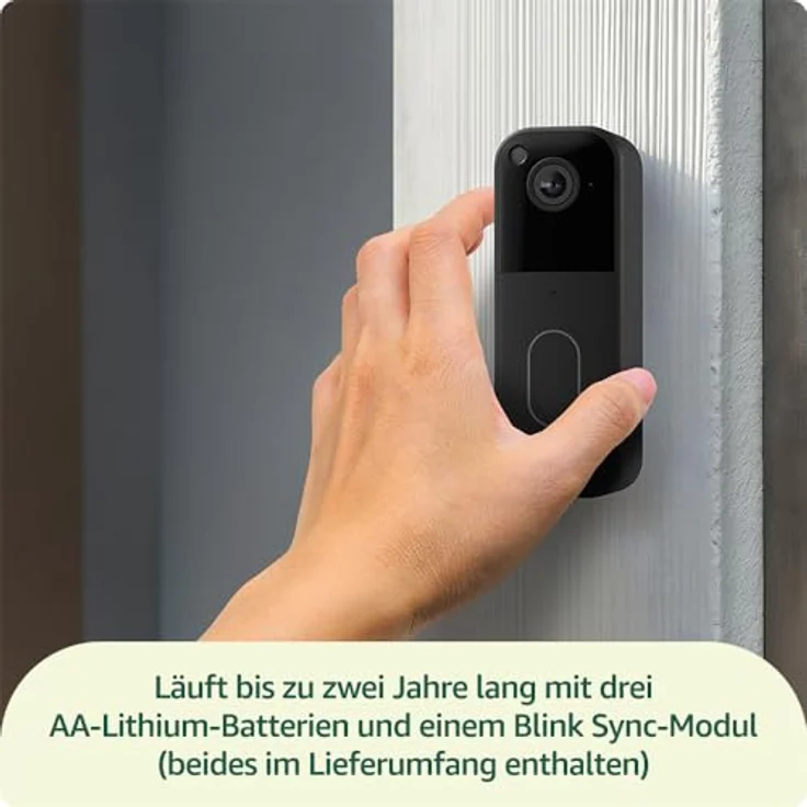 Blink Videotürklingel (System) | HD Kopf-bis-Fuß-Aufnahme, 2 Jahre Batterielaufzeit, IP-65, Alexa-kompatibel, Sync-Basismodul inklusive (Schwarz) – Bild 2