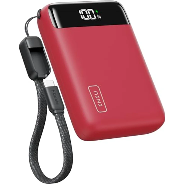 INIU Power Bank 20000mAh, Ultra Klein mit 22.5W Schnellladefunktion, USB-C In&Out, Externes Akkupack für iPhone 17/16/15 Pro, Samsung S25/S24, iPad, Rot – Bild 1