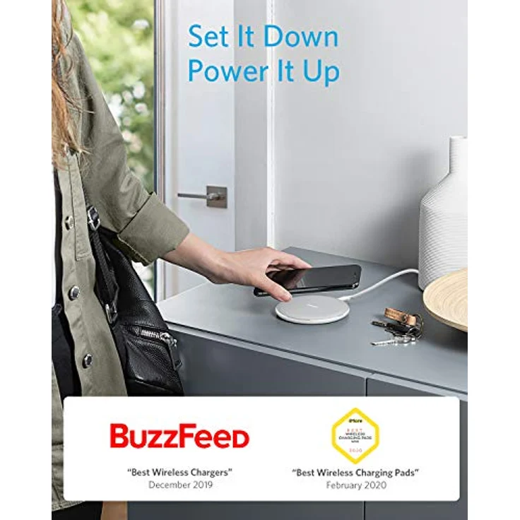 Anker PowerWave Wireless Charger Ladepad, Kabelloses 10W Ladegerät, Qi-Zertifiziert, Kompatibel mit iPhone 11/XS Max/XR/XS/X/ 8/8 Plus, 10W für Samsung Galaxy S20/ S10/ S9 / S9+ /S8/S8+ Weiß – Bild 2