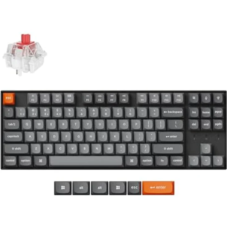 Keychron K8 Max QMK/VIA TKL, mechanische Tastatur mit Super Red-Schaltern, RGB-Hintergrundbeleuchtung und robustem Aluminium-Gehäuse – Bild 1