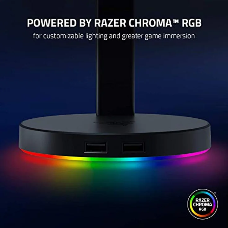 Razer Base Station V2 Chroma - Headset-Ständer mit USB-Hub und RGB-Beleuchtung (USB-Hub mit 7.1 Surround Sound, Integrierter Kopfhörer-Halter, Rutschfester Standfuß, Chroma RGB) Quartz – Bild 5
