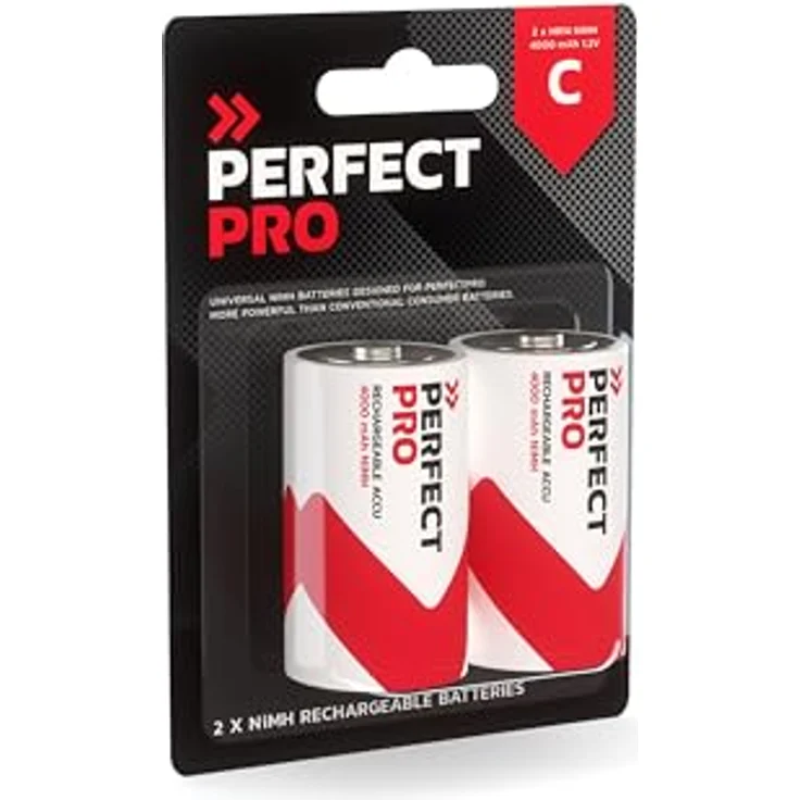 PerfectPro C-Batterien, 2er Pack NiMH, wiederaufladbar, 4000 mAh, 1,2 Volt, lange Lebensspanne, ideal für Lautsprecher und digitale Geräte – Bild 1