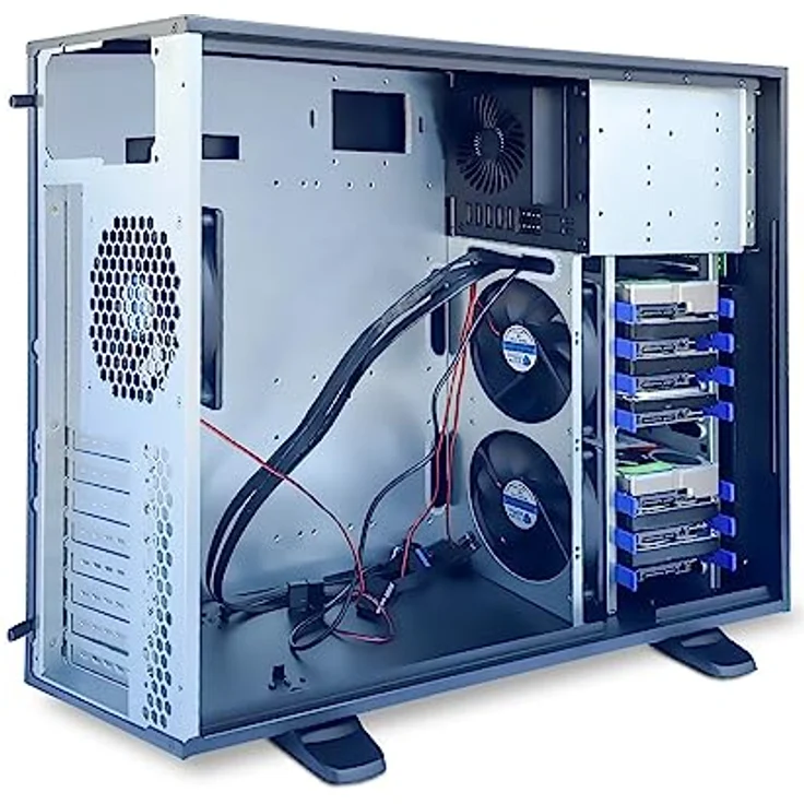 FANTEC 2561 AT-835-3525 PC-Gehäuse, für 12"x13" Mainboards, 8X 3,5" HDDs + 3X 5,25" Module, incl. 3X 12cm Lüfter. – Bild 4