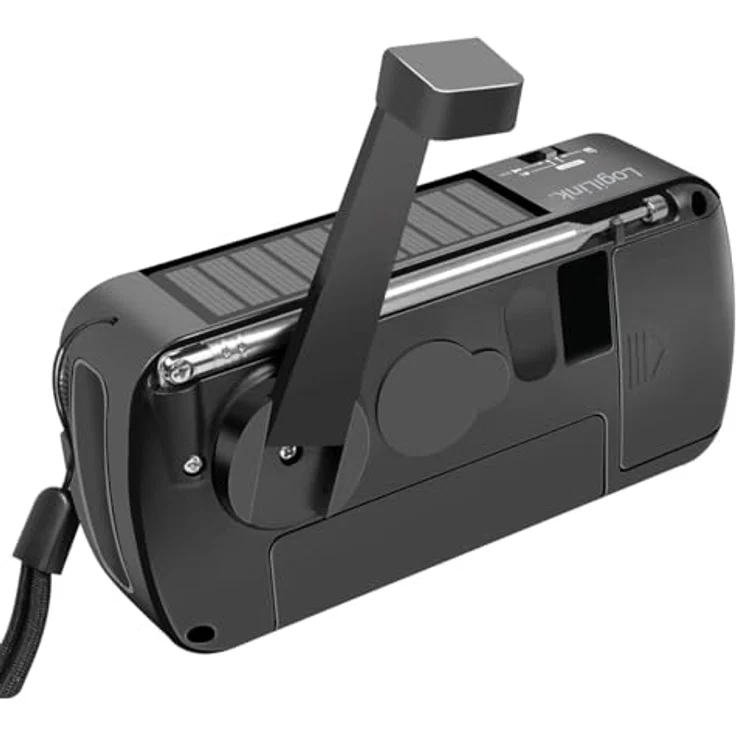 LogiLink Notfallradio 4-in-1, AM/FM, Handkurbel, Solarpanel, Powerbank-Funktion, LED-Taschenlampe, 1200 mAh Akku – Bild 8