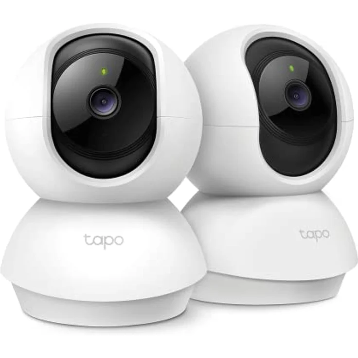 Tapo TP-Link C210P2 WLAN IP Kamera Überwachungskamera (Linsenschwenkung und Neigung, 3MP-Auflösung, 2-Wege-Audio, Nachtsicht zu 9m, bis zu 256 GB lokaler Speicher) Weiß/Schwarz, 2Stück – Bild 1