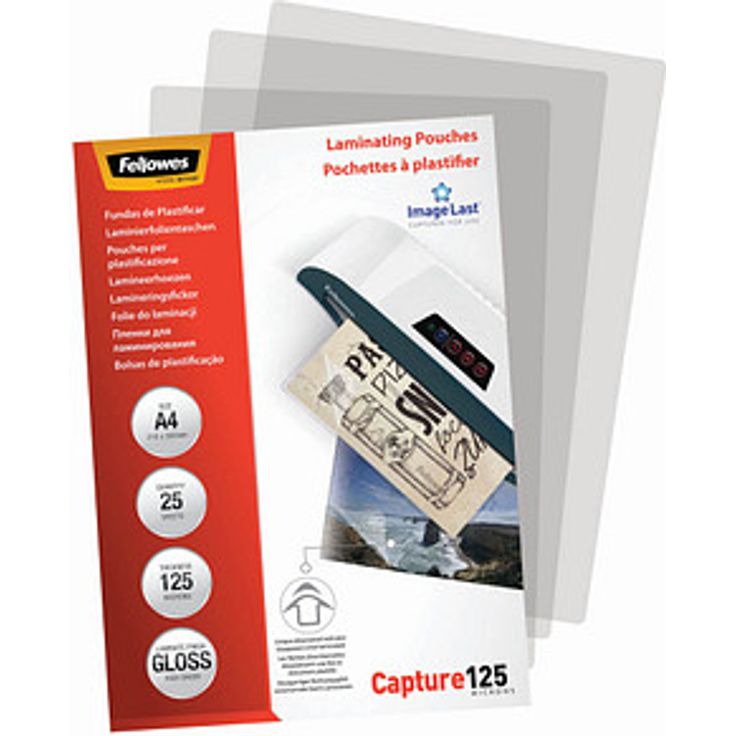 Fellowes Capture125 ImageLast Laminierfolien glänzend, A4 125 micron, 25 St. für Heißlamination