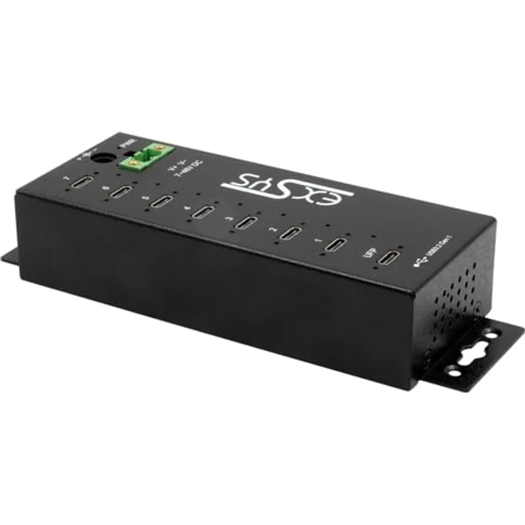 EXSYS EX-1537HMVS, Managed 7-Port USB-C 3.2 Gen 1 Metall HUB mit 15KV ESD Überspannungsschutz und 52.5 W Gesamtleistung – Bild 2