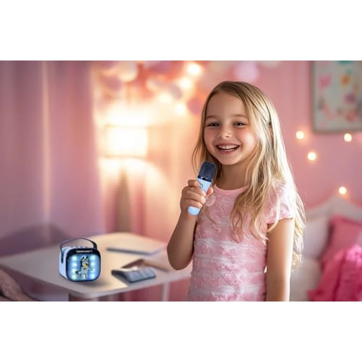 OTL Technologies Bluey PopSing LED Set Karaoke-System, tragbar mit Bluetooth 5.3 und farbwechselnden LED-Lichteffekten – Bild 2