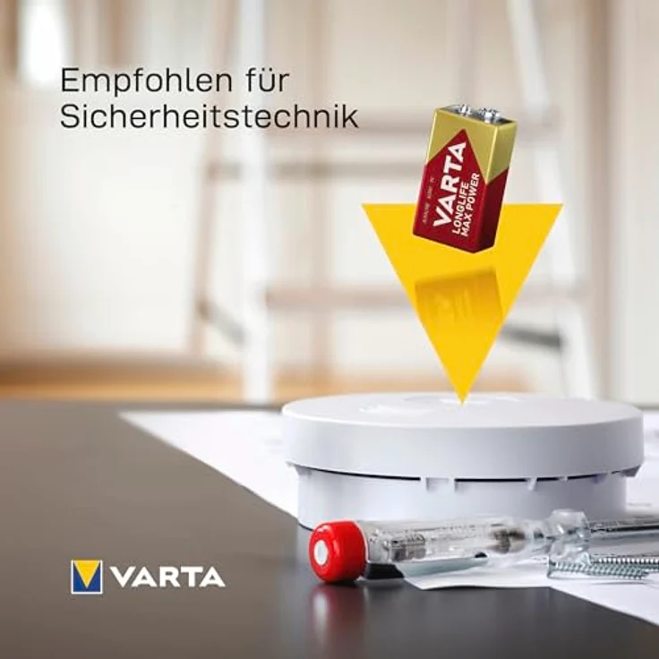 VARTA Longlife Max Power 9V Block 6LR61 Batterie, Alkaline E-Block Batterien ideal für Feuermelder Rauchmelder Stimmgerät (1er Pack) – Bild 6