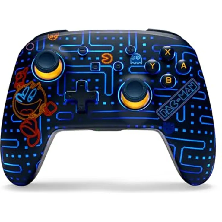 PowerA Enhanced Wireless Controller for Nintendo Switch mit Lumectra - PAC-MAN NEON ARCADE, kabellos, Bluetooth 5.0, bis zu 30 Stunden Akkulaufzeit, zwei programmierbare Gaming-Buttons, ergonomisch, inklusive USB-C-Ladekabel