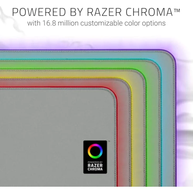 Razer Goliathus Extended Chroma Mercury - Extra große weiche XXL Gaming Maus-Matte mit RGB Beleuchtung (Kabelhalterung, Stoff-Oberfläche, gesteppter Rand, optimiert für alle Mäuse) Weiß – Bild 2