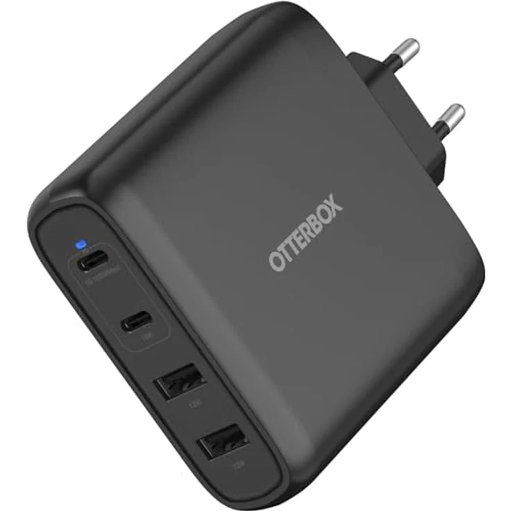 OtterBox Standard EU 100W USB-C PD GaN 4 Port Ladegerät, x2 USB-C PD Ports + x2 USB-A Ports, Schnelllade Gerät für Smartphone und Tablets, Sturzgeschützt und Robust, Schwarz – Bild 1