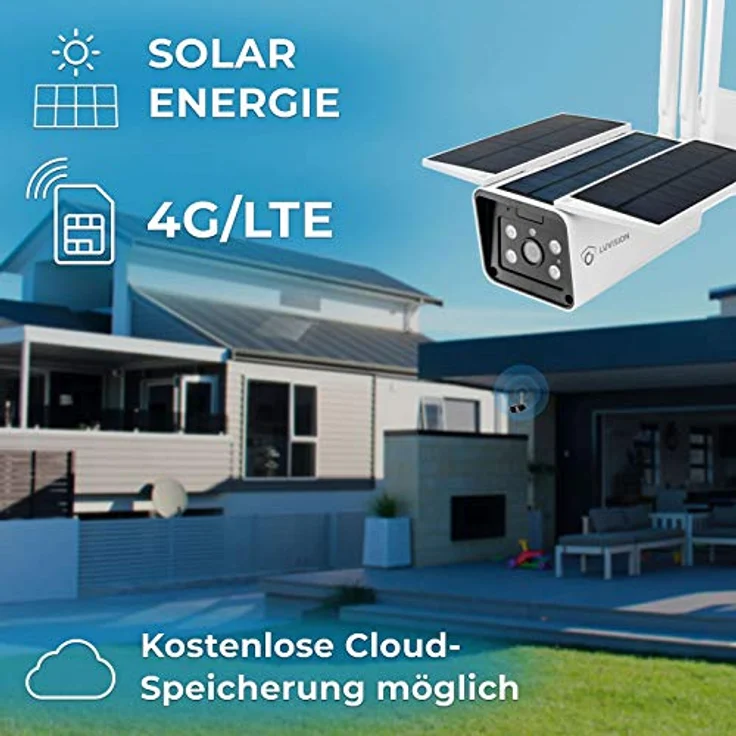 LUVISION 4G / LTE/Solar Überwachungskamera | autonome kabellose Outdoor-Kamera inkl. Akku und Solarpanel | Full HD | Nachtsicht | Gegensprechanlage 2-Wege Audio | Cloud | App (4G / LTE) – Bild 4