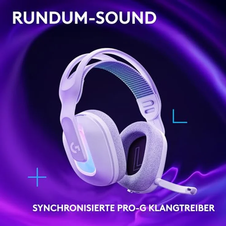 Logitech G G522 LIGHTSPEED Gaming-Headset, kabellos, LIGHTSYNC RGB, 48 kHz Mikrofon, Tri-Konnektivität, Weiß – Bild 4