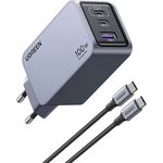 Ugreen Nexode Pro 100W GaN Charger with USB-C Cable, Schnellladegerät für 14-Zoll-MacBook Pro, schwarz