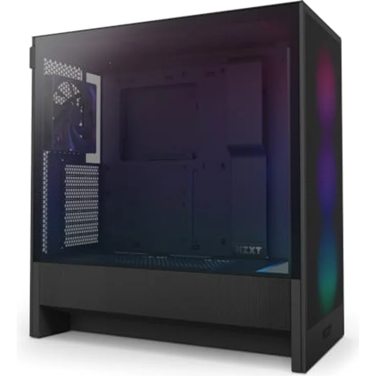 NZXT H5 Flow RGB 2024  – Kompaktes ATX-Mid-Tower-PC-Gaming-Gehäuse – Hoher Luftstrom – F360 RGBCore-Lüfter enthalten – 360 mm Kühlerhalterung vorne und 240 mm Kühlerhalterung Oben – Schwarz – Bild 1
