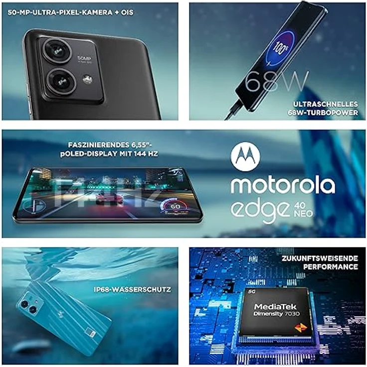 Motorola edge40 neo Smartphone (6,55"-FHD+-Display, 50-MP-Kamera, 12/256 GB, 5000 mAh, Android 13) Black Beauty – Bild 3