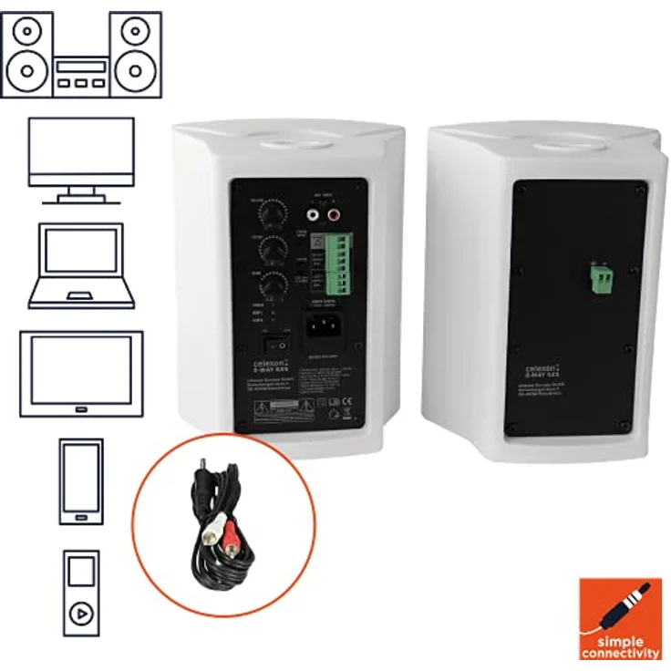 celexon Aktivlautsprecher-Set weiß - 2X 30W - leistungsstarke Audio-Boxen - inkl. Wandhalterung – Bild 5
