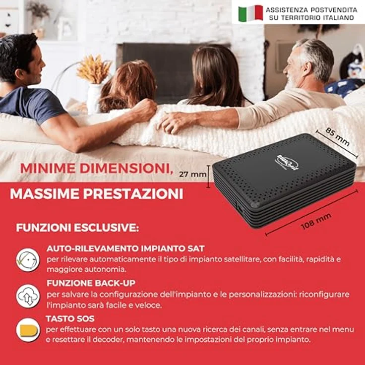 Digiquest Microsat Mini HD Tivùsat Receiver, Full HD HDR mit aktivierter Smartcard, schwarz – Bild 5