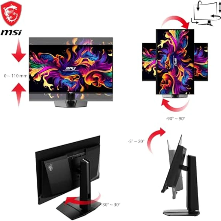 MSI MAG 271QPX QD-OLED 26.5 Zoll WQHD Gaming Monitor - Quantum Dot OLED Panel, 360Hz, DisplayHDR True Black 400, 99.1% DCI-P3 - Schwarz - Preisvergleich – Bild 5
