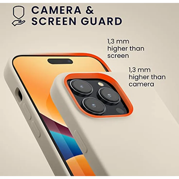 kwmobile Handyhülle für iPhone 14 Pro, Silikon Schutzhülle in Creme, kabelloses Laden, anti-rutsch, strapazierfähig – Bild 5