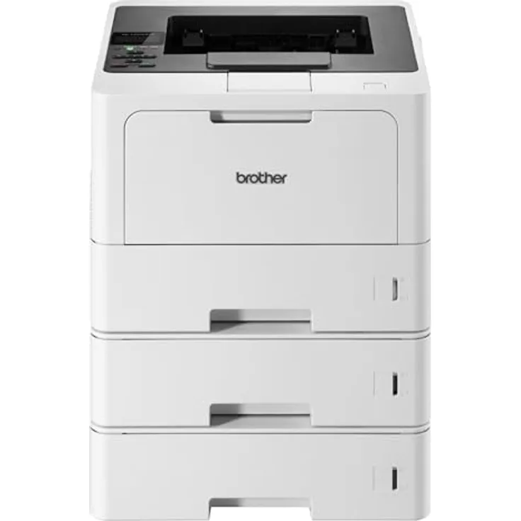 Brother HL-L5210DNTT Laserdrucker schwarz weiß (A4, 48 Seiten/Min., 1.200x1.200 DPI, LAN, Duplex, 3x250 Blatt Papierkassetten) weiß/grau