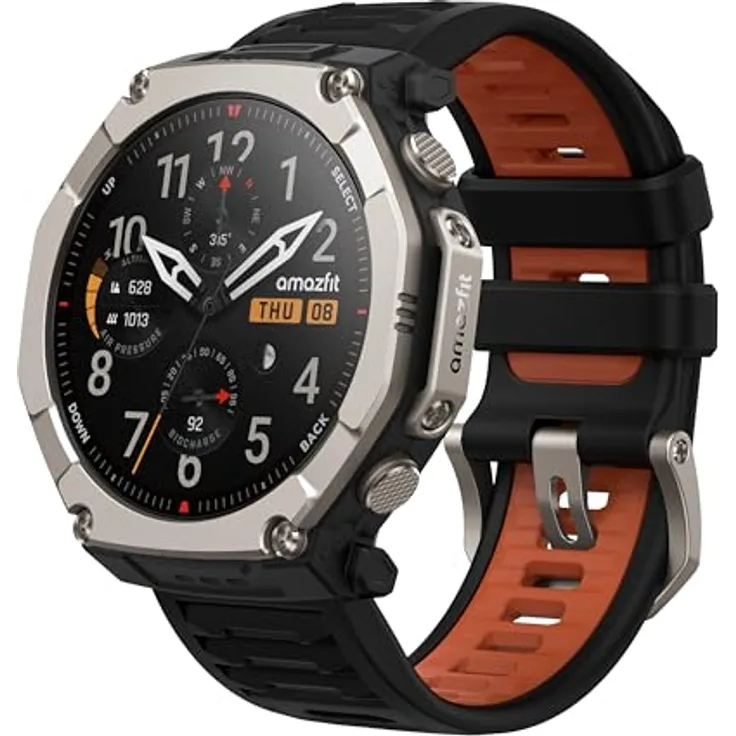 Amazfit T-Rex Ultra 2, Dualband-GPS Outdoor Smartwatch mit 51 mm Titangehäuse, 1,5" Saphir AMOLED Display, Taschenlampe, 30 Tage Akkulaufzeit, 10 ATM Wasserdichtigkeit, 180+ Sportmodi für Android & iPhone